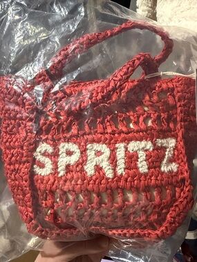 Universal Thread Red Crochet Mini Bag with White Lettering